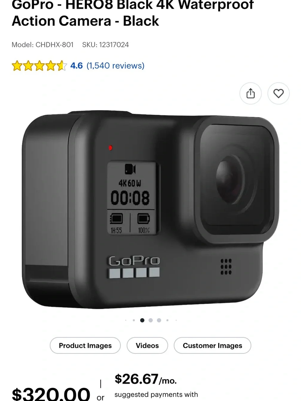 GoPro HERO8 Black Action Camera - Matte Black